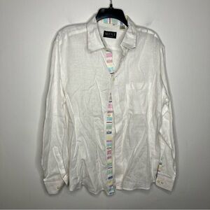 MINE 100% linen button down‎ shirt white size XXL